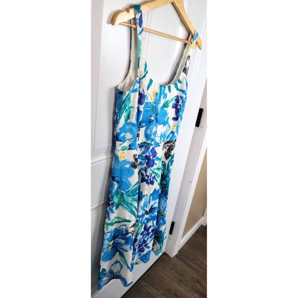 Lauren Ralph Lauren 100% Linen Floral Midi with pockets! Dress Size 8 - Picture 4 of 8